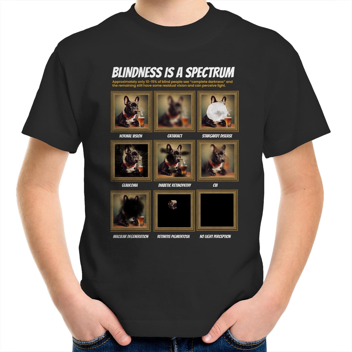 French Bulldog Blindness Gallery Kids Youth T-Shirt
