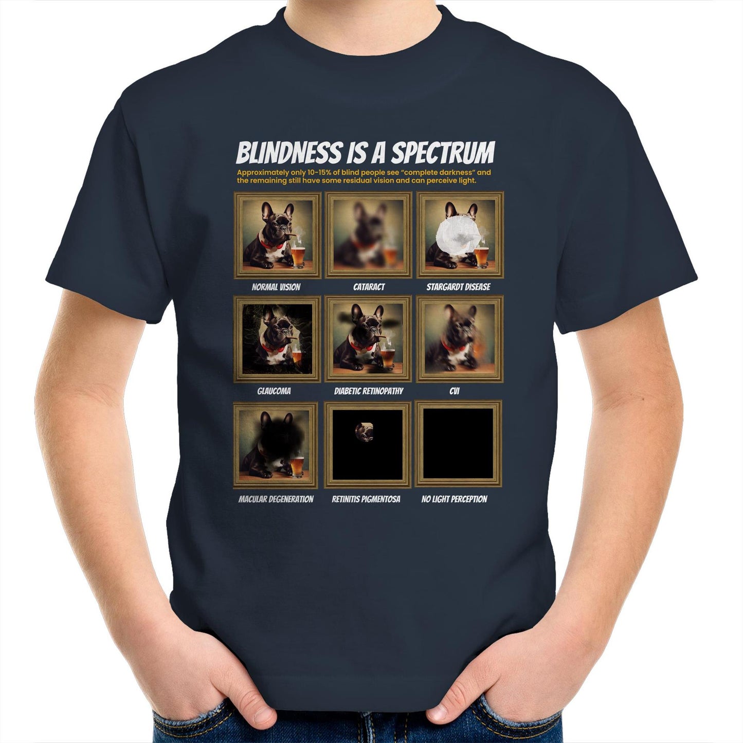 French Bulldog Blindness Gallery Kids Youth T-Shirt